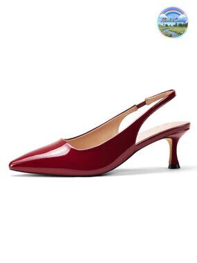 Elisabet Tang Closed Toe Slingback Kitten Heels Women Wide Width Low Dressy